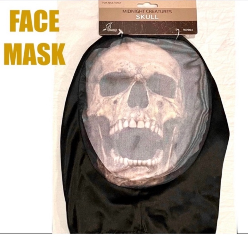 SEASONS INC midnight creatures skull hooded mesh mask size ADULT